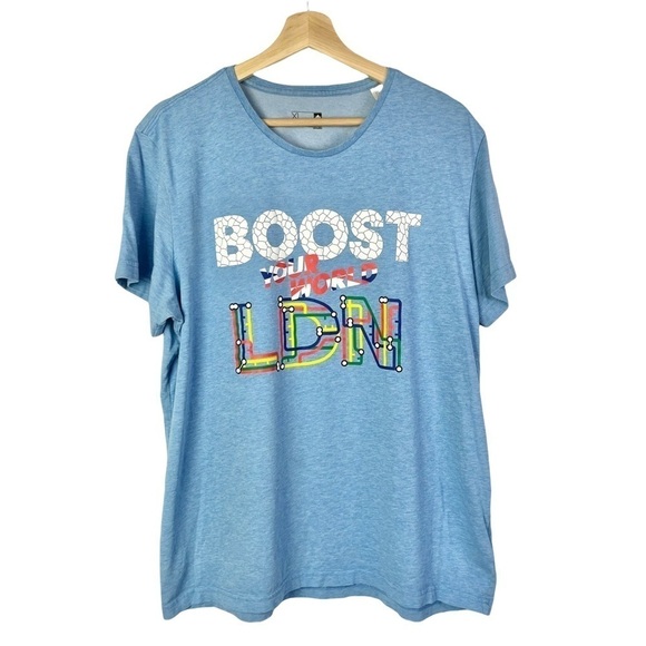 Adidas Light Blue Boost Your World London Athletic T-Shirt XL - Picture 2 of 5
